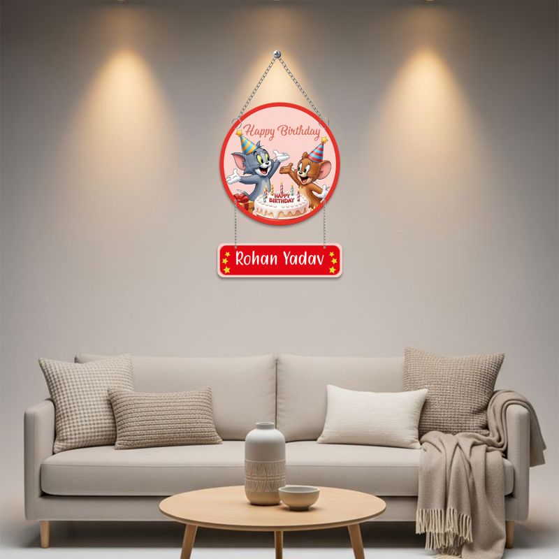 Personalized Tom & Jerry Birthday Wooden Wall Hanging